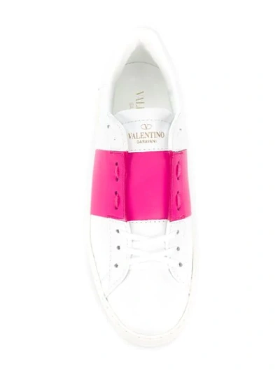Shop Valentino Rockstud Open Sneakers In White