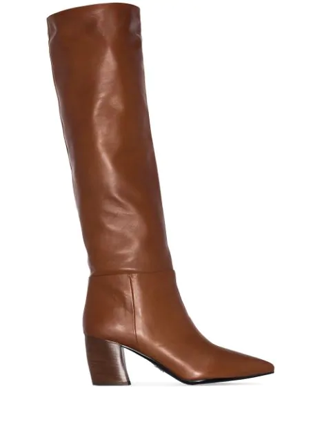 tan leather knee length boots