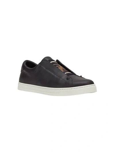 Shop Fendi Zucca Band Slip-on Sneakers In Black