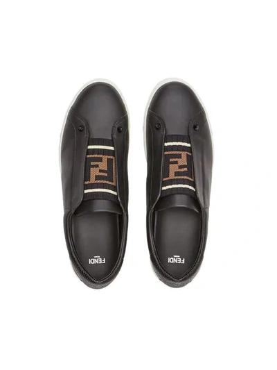 Shop Fendi Zucca Band Slip-on Sneakers In Black