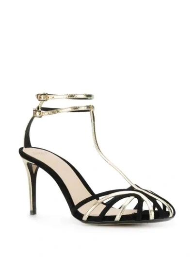 Shop Alevì Strappy Heeled Sandals In Black+oro