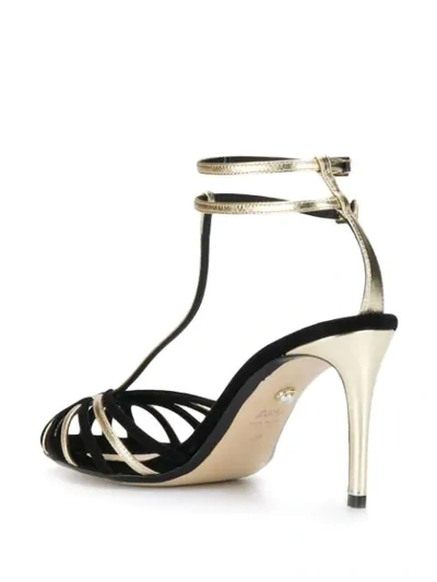 Shop Alevì Strappy Heeled Sandals In Black+oro