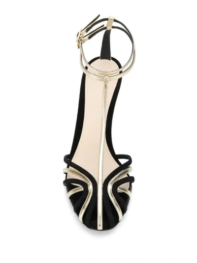 Shop Alevì Strappy Heeled Sandals In Black+oro