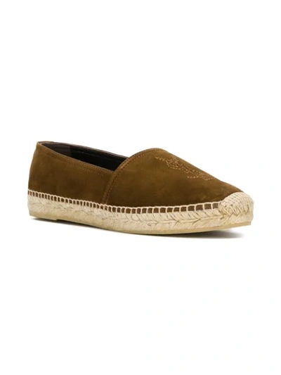 Shop Saint Laurent Embroidered Espadrilles In Brown