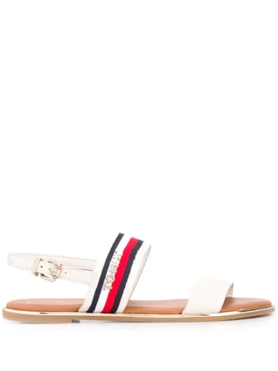 Shop Tommy Hilfiger Strappy Flat Sandals In White