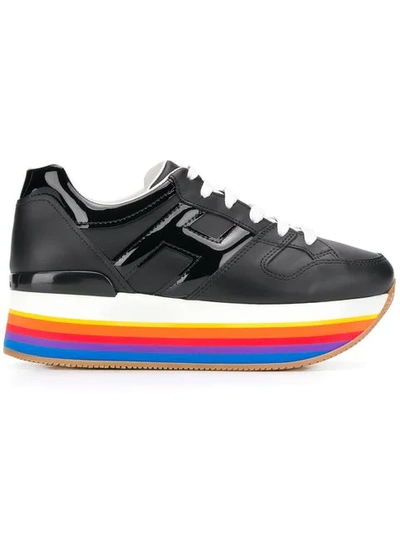 Shop Hogan Rainbow Platform Sole Sneakers In Black