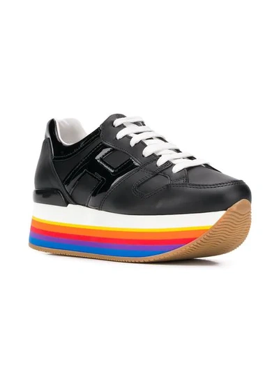 Shop Hogan Rainbow Platform Sole Sneakers In Black