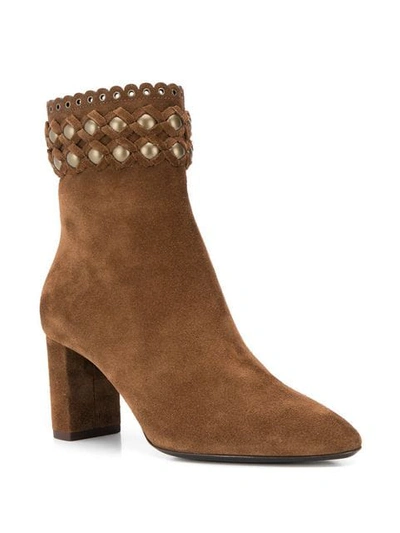 Shop Saint Laurent Lou Ankle Boots In Brown