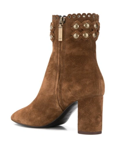 Shop Saint Laurent Lou Ankle Boots In Brown