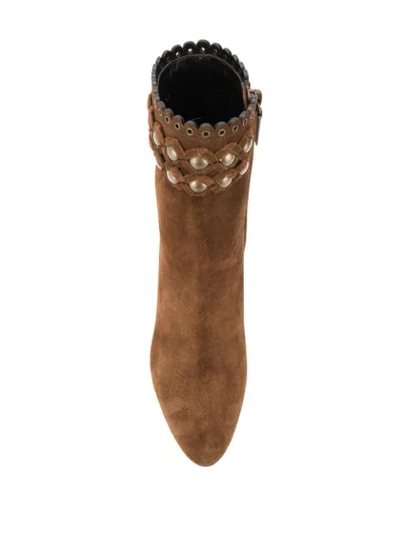 Saint Laurent Lou Ankle Boots In Brown