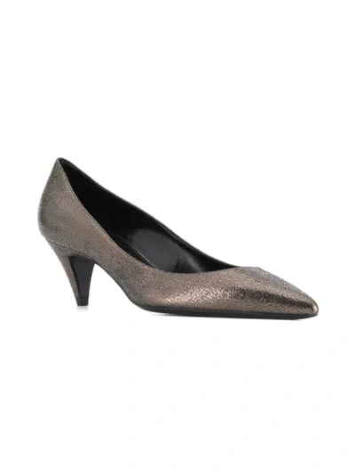 Shop Saint Laurent Charlotte Glitter Pumps In Brown