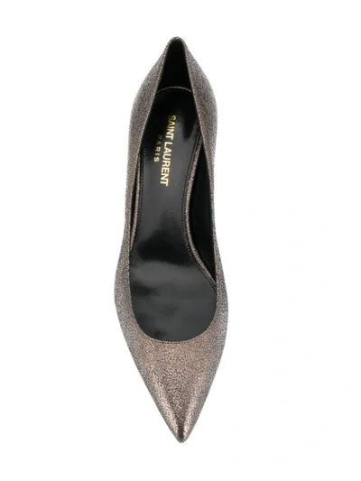 Shop Saint Laurent Charlotte Glitter Pumps In Brown