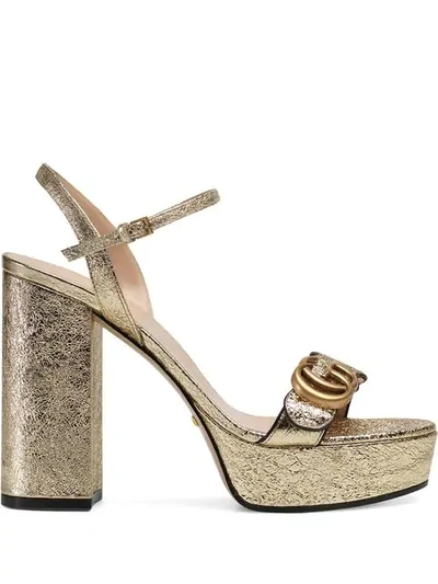 Shop Gucci Platform Sandal With Double G In Gold