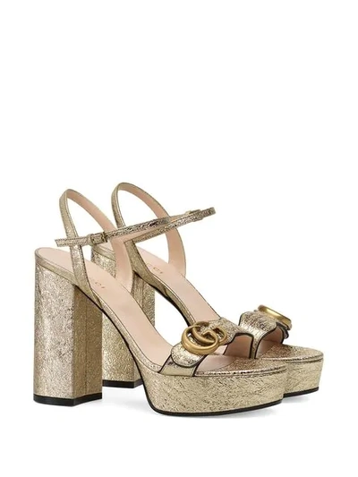 Shop Gucci Platform Sandal With Double G In Gold