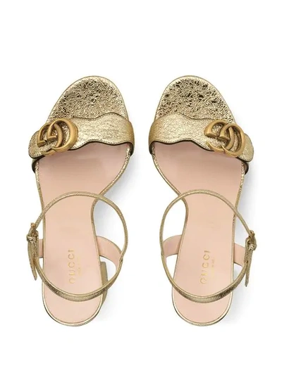 Shop Gucci Platform Sandal With Double G In Gold