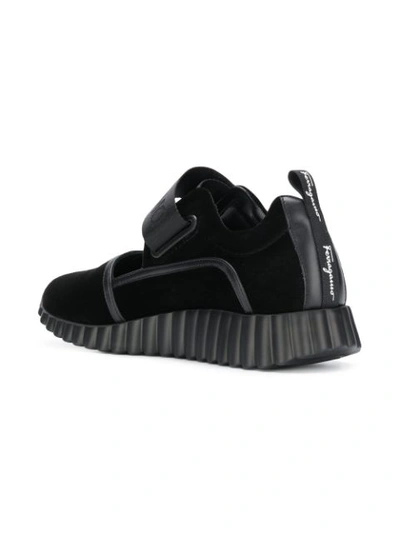 Shop Ferragamo Salvatore  Velvet Sneakers - Black