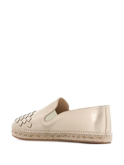 Shop Bottega Veneta Woven Espadrilles In Gold