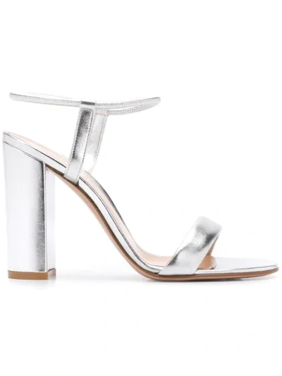 Shop Gianvito Rossi Block Heel Sandals In Silver