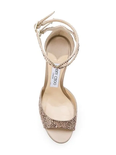 Shop Jimmy Choo Lane Crossover Ankle Strap Pumps In Metallic