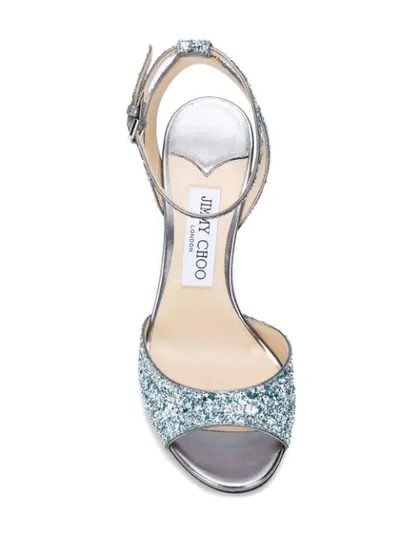 Shop Jimmy Choo Miranda 100 Glitter Sandals In Blue