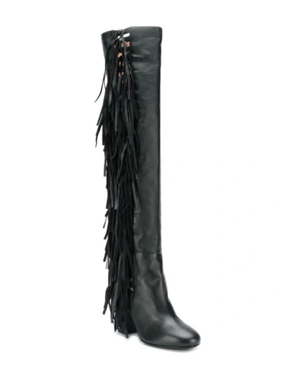 Shop Laurence Dacade Almond Toe Fringe Boots In Black