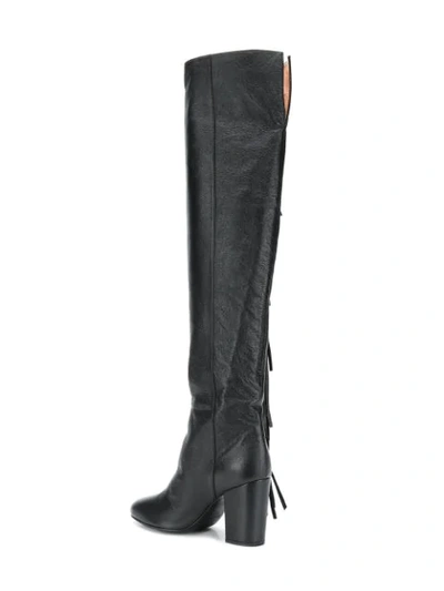 Shop Laurence Dacade Almond Toe Fringe Boots In Black