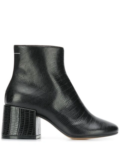 Shop Mm6 Maison Margiela Chunky Heel Ankle Boots In T8013 Black