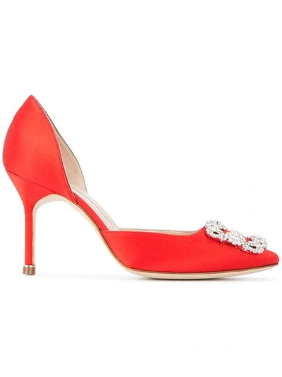 Shop Manolo Blahnik 'hangisi' Pumps In Red