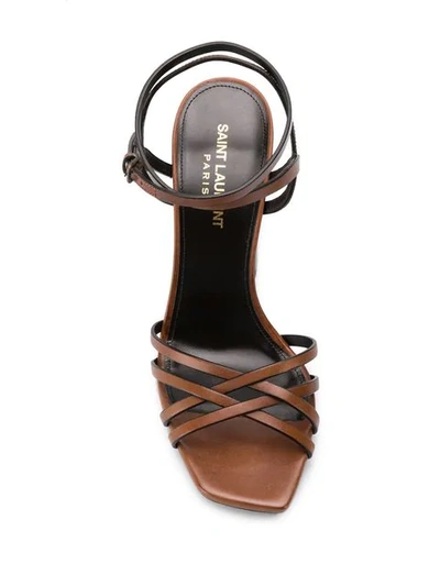 Shop Saint Laurent Oak Crisscross Sandals In Brown