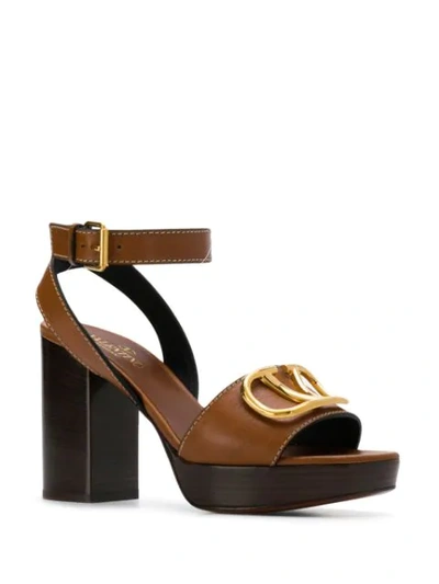 Shop Valentino Vlogo Mid-heel Sandals In Brown