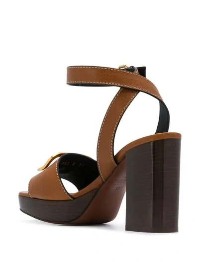 Shop Valentino Vlogo Mid-heel Sandals In Brown