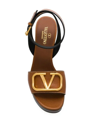 Shop Valentino Vlogo Mid-heel Sandals In Brown