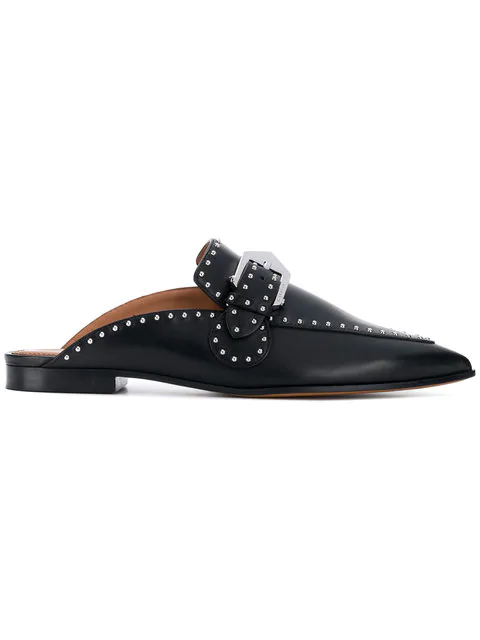 Givenchy Studded Leather Slippers In 