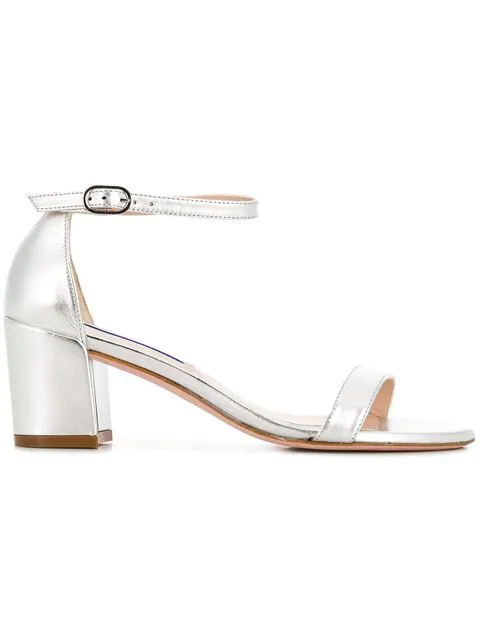 stuart weitzman simple metallic block heel sandals