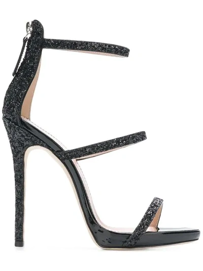 Shop Giuseppe Zanotti Glitter Stiletto Sandals - Black