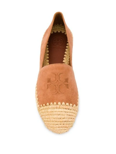 Shop Tory Burch Flat Logo Espadrilles In Brown