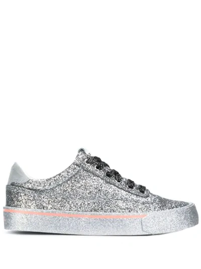 Shop Diesel Low Glitter Sneakers In Silver