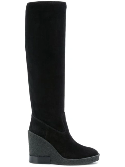 Shop Tod's Wedge Heel Boots - Black