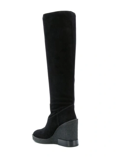 Shop Tod's Wedge Heel Boots - Black