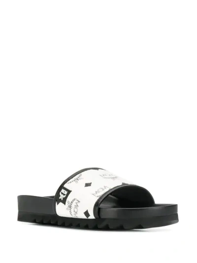 Shop Mcm Logo Print Slides In White