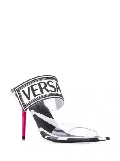 Shop Versace Zebra Print Sandals - Black