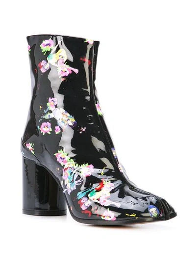 Shop Maison Margiela Floral Tabi Ankle Boots In Black