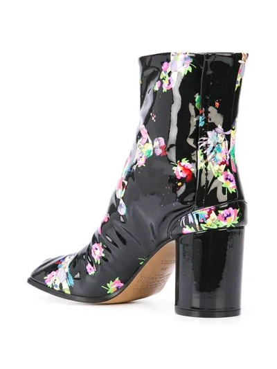 Shop Maison Margiela Floral Tabi Ankle Boots In Black
