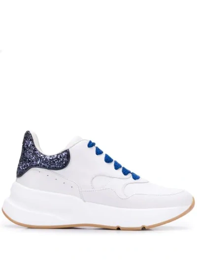 Shop Alexander Mcqueen Glittered Runner Sneakers In White