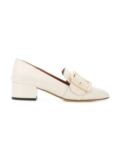 Shop Bally Side Brooch Embellished Pumps - White