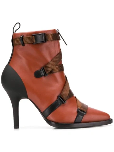 Shop Chloé 90 Strappy Ankle Boots In Brown