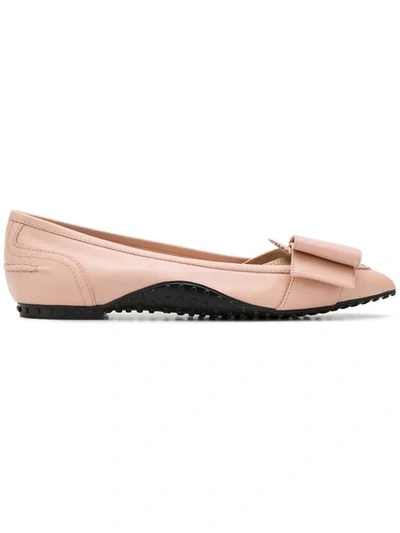 Shop Tod's Ballerinas With A Bow Detail In Pink