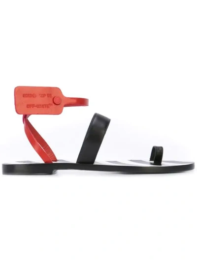 Shop Off-white Toe Strap Sandals In Black