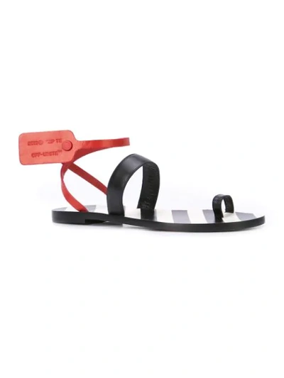Shop Off-white Toe Strap Sandals In Black