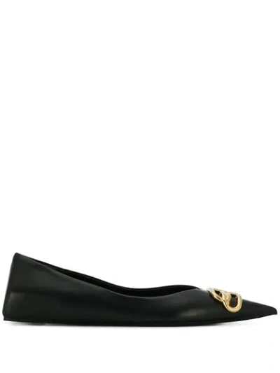 Shop Balenciaga Knife Bb Motif Ballerina Shoes In Black